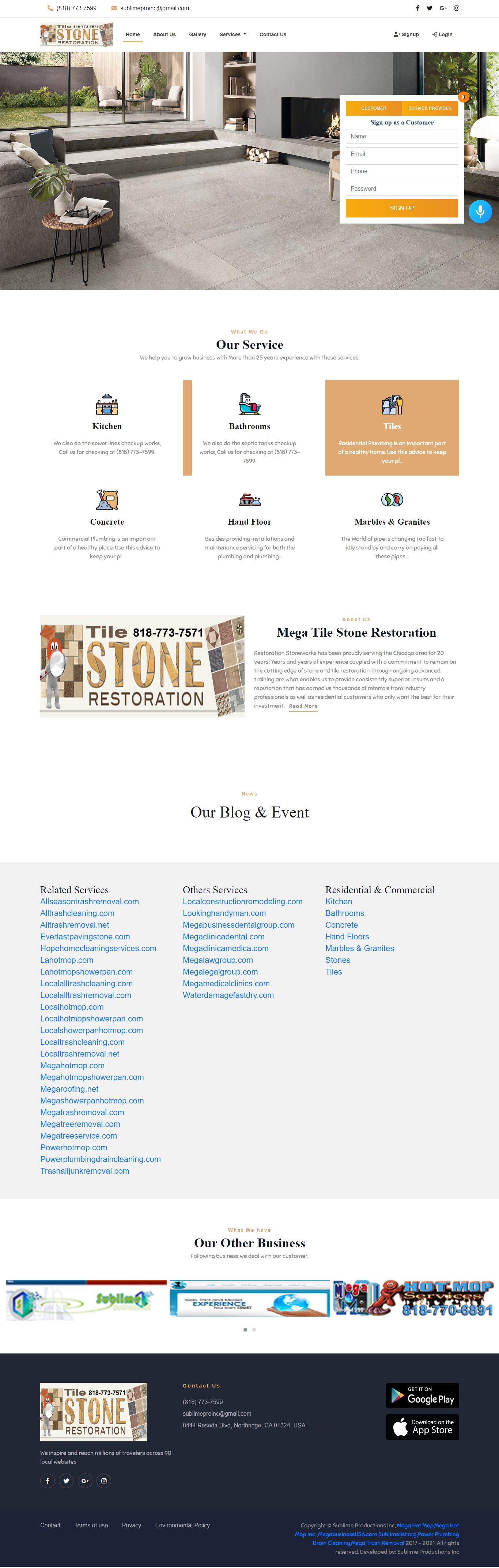 Mega Tile & Stone — Trades site